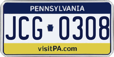 PA license plate JCG0308