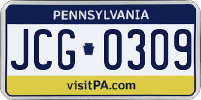 PA license plate JCG0309