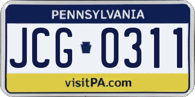 PA license plate JCG0311