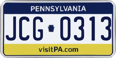 PA license plate JCG0313