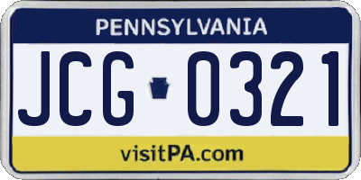 PA license plate JCG0321