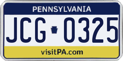 PA license plate JCG0325