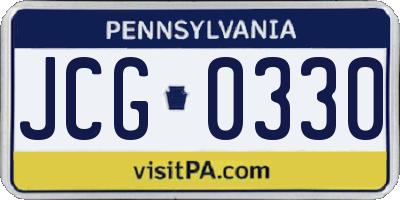 PA license plate JCG0330
