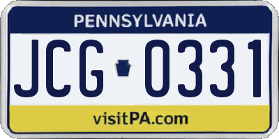 PA license plate JCG0331