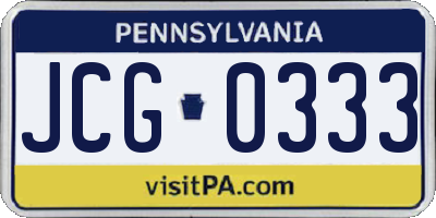 PA license plate JCG0333