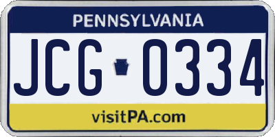 PA license plate JCG0334