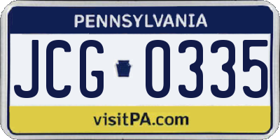 PA license plate JCG0335