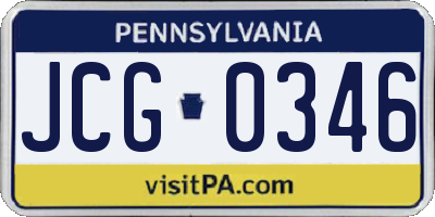 PA license plate JCG0346