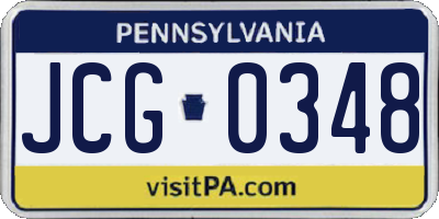 PA license plate JCG0348