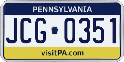 PA license plate JCG0351