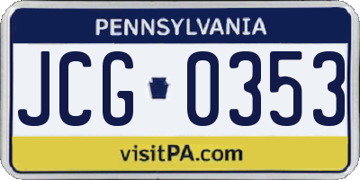 PA license plate JCG0353