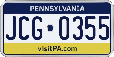 PA license plate JCG0355