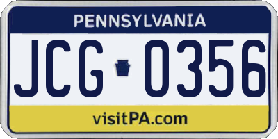 PA license plate JCG0356