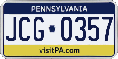 PA license plate JCG0357