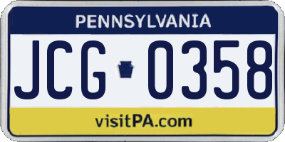 PA license plate JCG0358