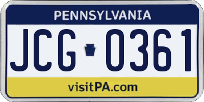 PA license plate JCG0361