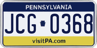 PA license plate JCG0368