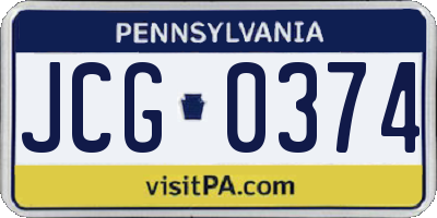 PA license plate JCG0374