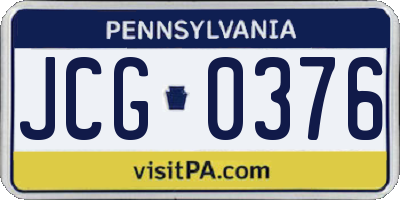 PA license plate JCG0376