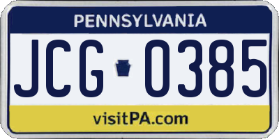 PA license plate JCG0385