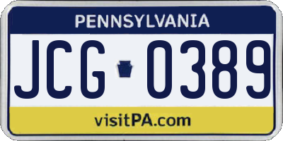 PA license plate JCG0389