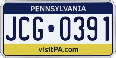PA license plate JCG0391