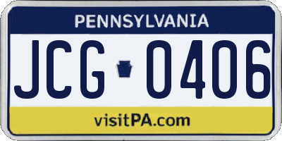 PA license plate JCG0406