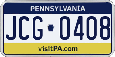 PA license plate JCG0408