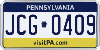 PA license plate JCG0409