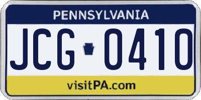 PA license plate JCG0410