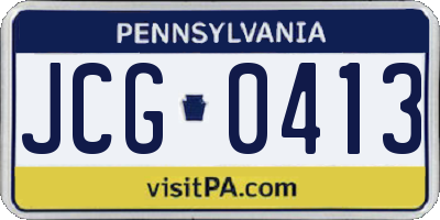 PA license plate JCG0413