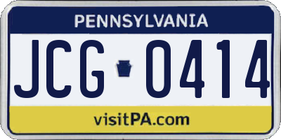 PA license plate JCG0414