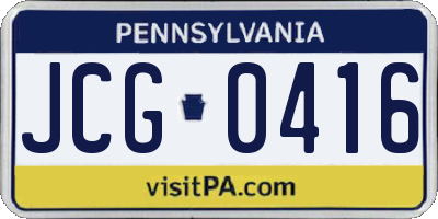PA license plate JCG0416