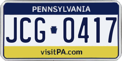 PA license plate JCG0417