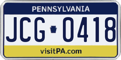 PA license plate JCG0418