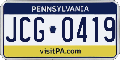 PA license plate JCG0419