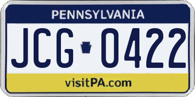 PA license plate JCG0422