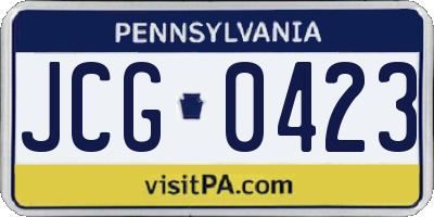 PA license plate JCG0423