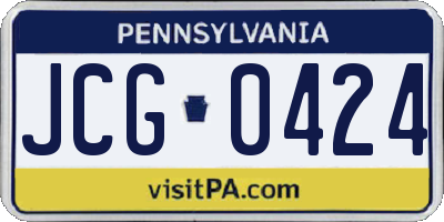 PA license plate JCG0424