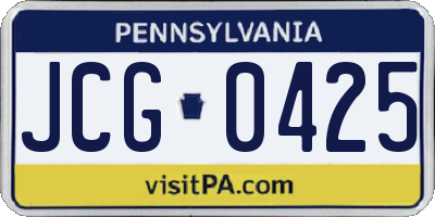 PA license plate JCG0425