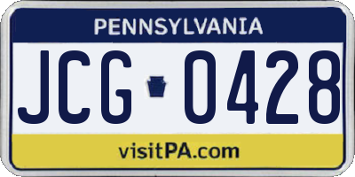 PA license plate JCG0428