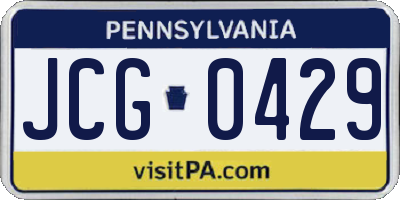 PA license plate JCG0429