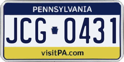 PA license plate JCG0431