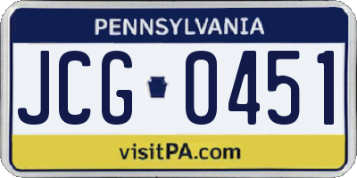 PA license plate JCG0451