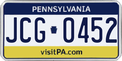 PA license plate JCG0452