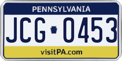 PA license plate JCG0453