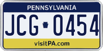 PA license plate JCG0454