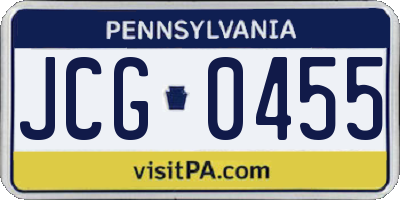 PA license plate JCG0455