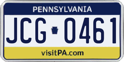 PA license plate JCG0461