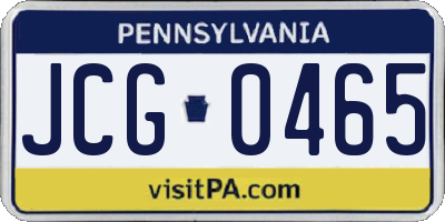 PA license plate JCG0465